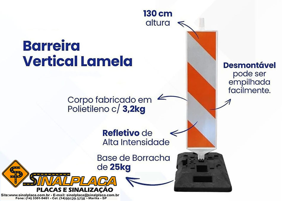 BARREIRA DE SINALIZAO PLSTICA LAMELA DE PLSTICO